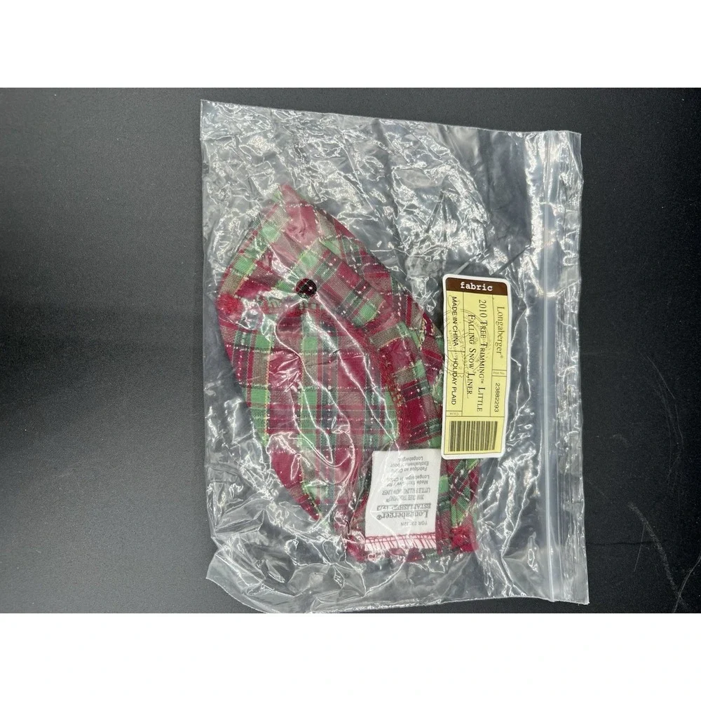 🎄 Longaberger 2010 Tree‎ Trimming Little Falling Snow Basket Liner 🎄 Plaid